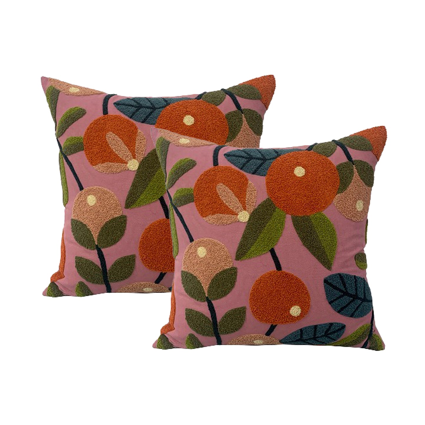 Mahina Bloom Twin Pack Cotton Embroidered Cushion Polyester Filled by Cloud Linen
