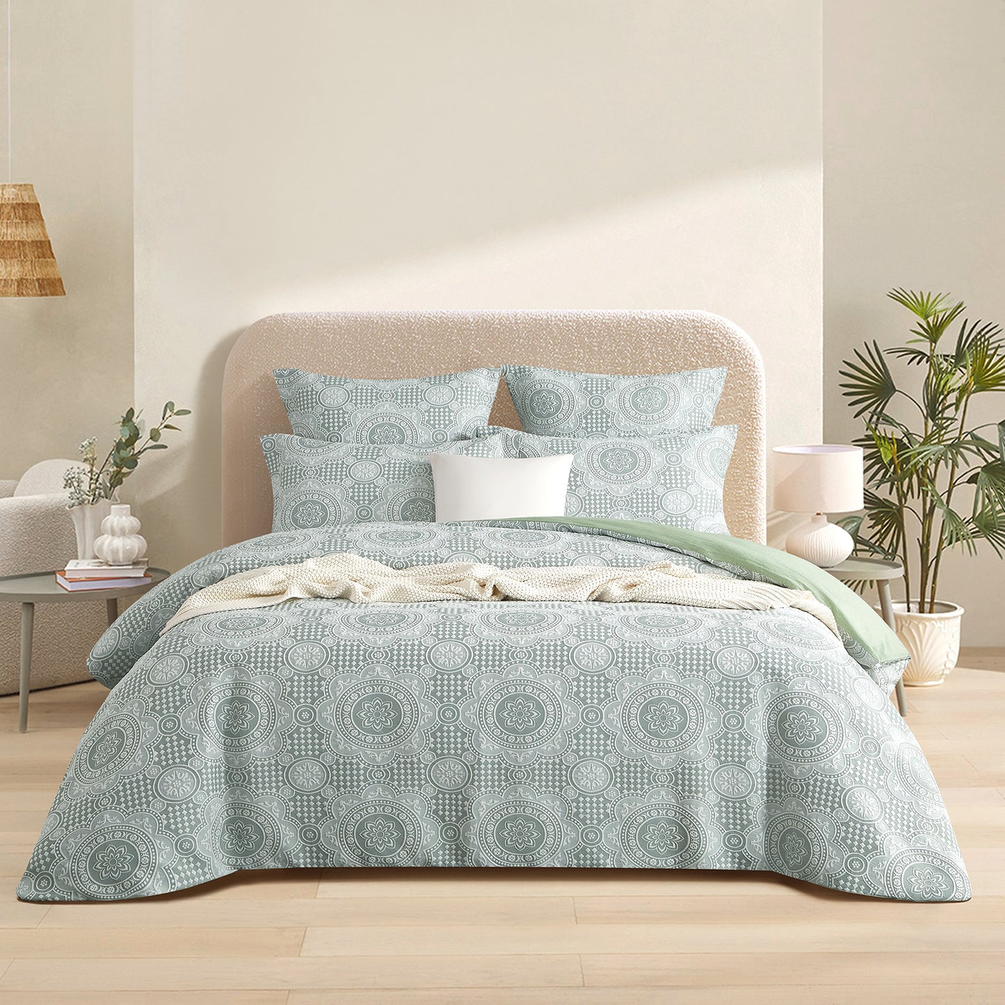 Rizz Sage Jacquard Queen Quilt Cover Set by Renee Taylor