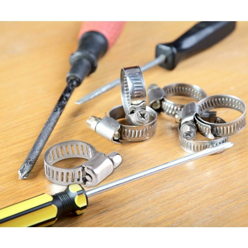 12 pcs Adjustable Stainless Steel Hose Clamp Pipe Clips Fastener (9-16Mm)