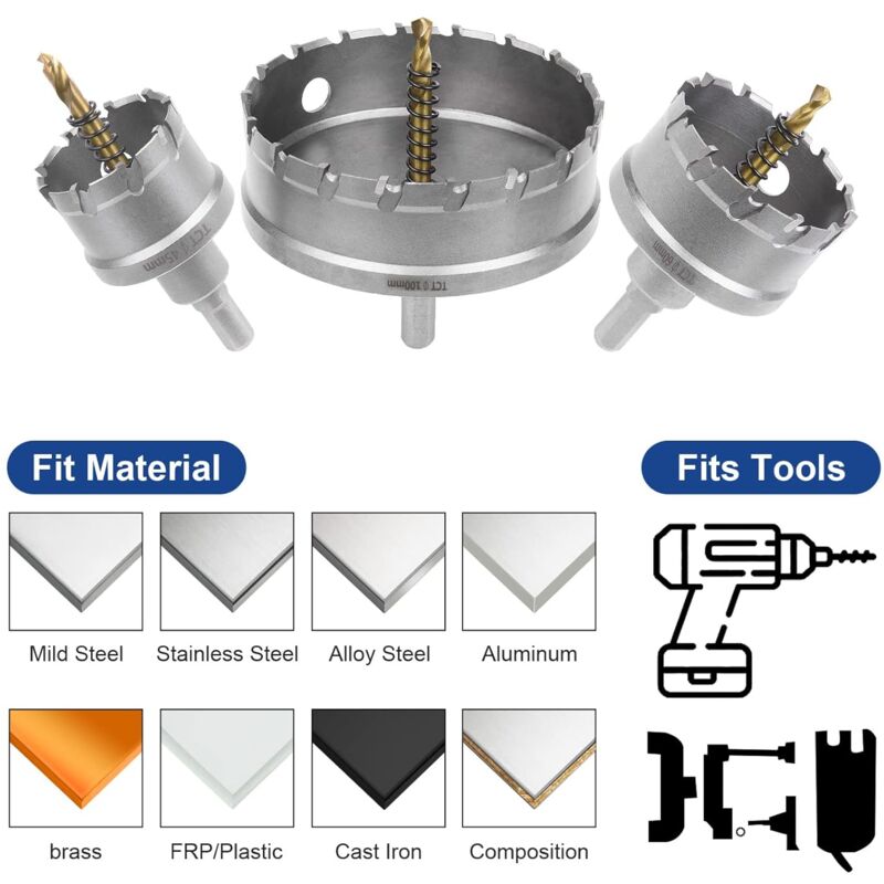 Bi-Metal Hole Saw, 45Mm Industrial Grade Stainless Steel Tct Carbide, High Speed Steel Metal Alloy Hole Saw For Metal,