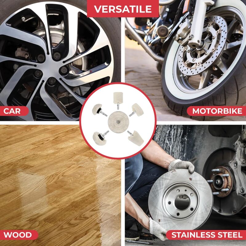 Drill Polishing Pad 6 pcs - Polishing Discs For Metal, Aluminum, Stainless Steel, Chrome, Glass And Diy Projects - 6