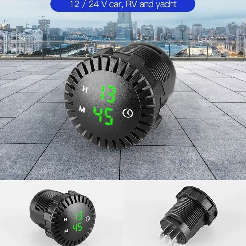 Car LED Clock Touch Clock Waterproof Car Digital Clock 12V/24V Mini LED Digital Clock Mini Motorcycle Clock Diameter