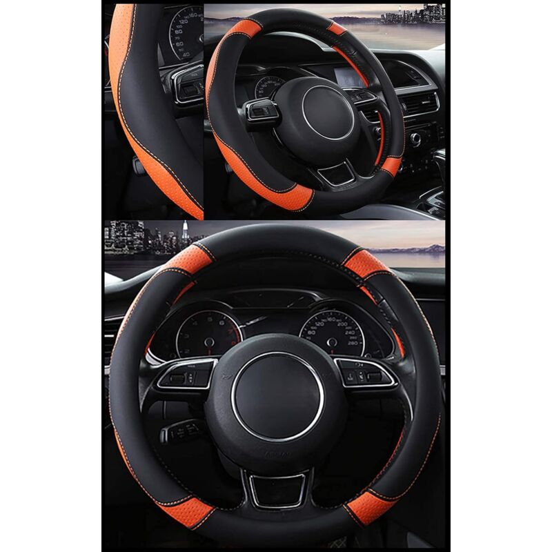 Car Steering Wheel Cover Microfiber Leather Steering Wheel Covers Universal 37-38Cm / 15" Non-Slip Breathable Durable