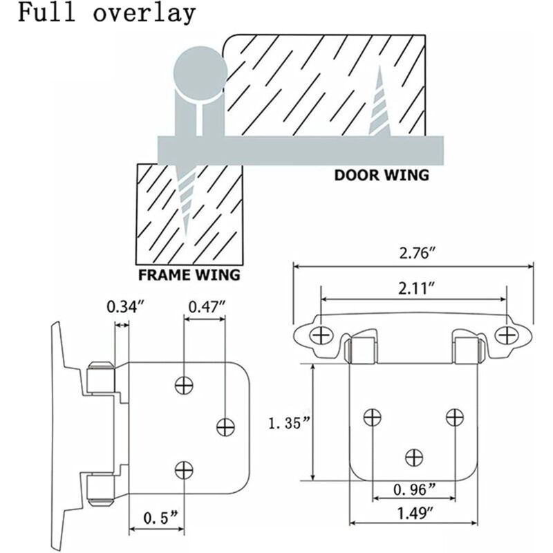 8 Pieces Stainless Steel Hinge, Cupboard Door Hinge With Screws, Stainless Steel Furniture Hinge, For Door Hinges,