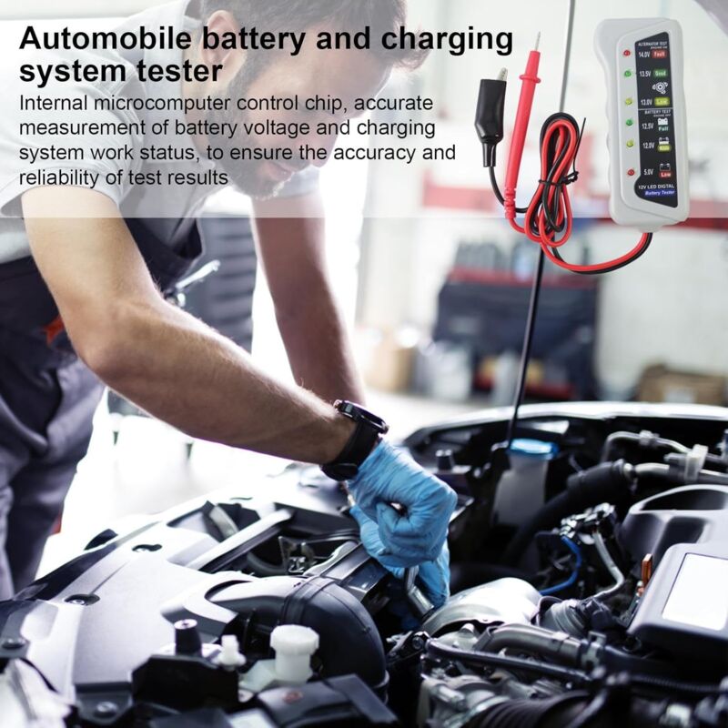 Car Battery Tester,High Accuracy LED Light 6V 12V Auto Battery Analyzer - Voltage Testers With Ergonomic Handle,