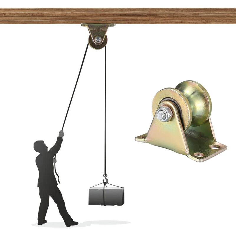 4 pcs Lifting Pulley, U-Groove Caster, Lifting Caster, Groove Wheel Cable Pulleys For ROpes Rail Gate Sliding (U-Groove