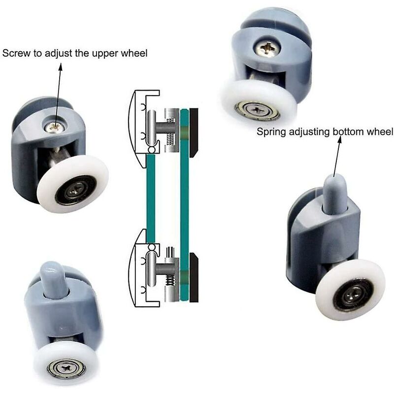 Shower Door ROllers 8 Pieces Shower Door ROllers 23Mm Shower Door ROllers Shower Cabin ROllers For Bathroom, 4 Upper
