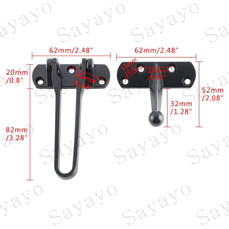 Secondary Door Lock, Security Door Chains, Sliding Door Lock, Stainless Steel Swing Bar, Security Door Lock, Matte Black