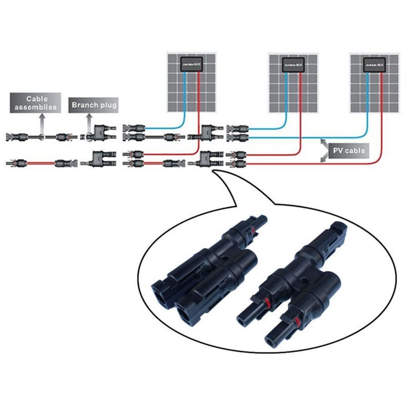 Solar Panel Mc4 Branch Connectors T/Y Cable Splitter Fitting