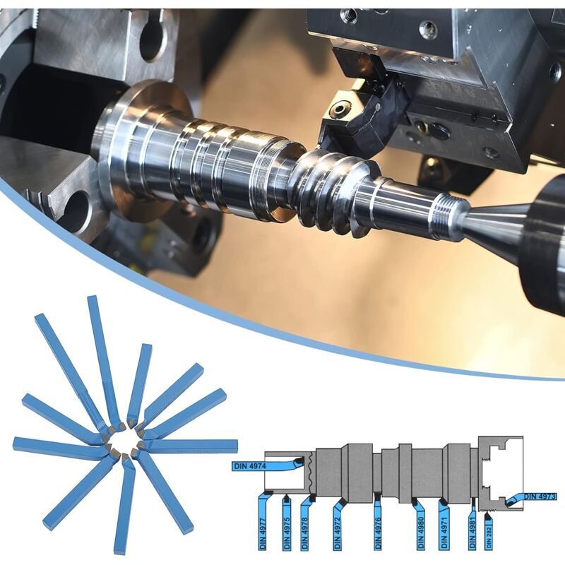 Universal Lathe Tools Milling Cutting Turning Tool Set, 11 pcs Carbide Tipped Cutting Tool Set, High Versatility Lathe