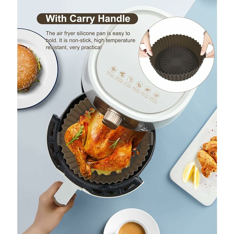 2 pcs Silicone Basket Air Fryer Accessories, Reusable Silicone Basket 16X14Cm For Airfryer, Microwave, Cake Pan,