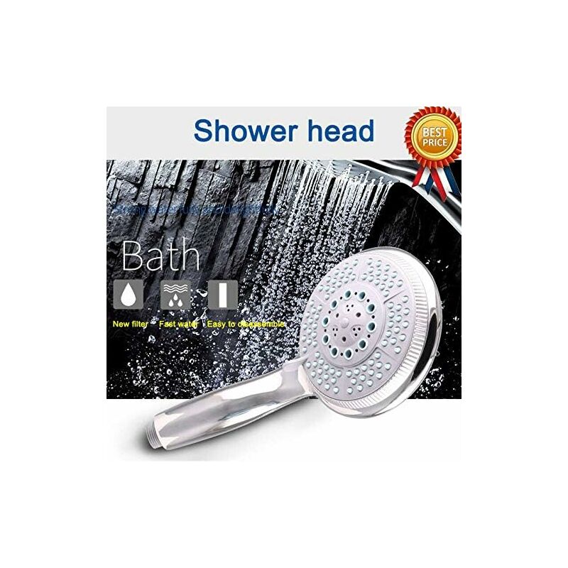 High Pressure Shower Head With 5 Adjustable Powerful Spray Modes, Universal Replacement Shower Head For Bathtub, 1/2"