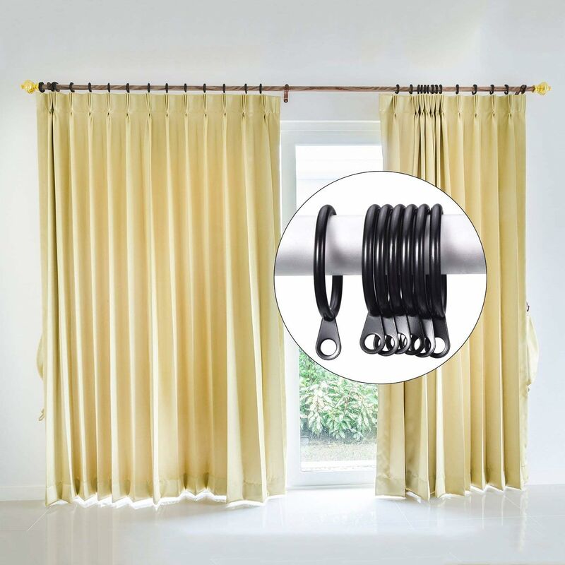 Metal Curtain Rings, Curtain And ROd Hanging Rings, 30Mm Inner Diameter Drapery Sliding Eyelet Rings (Black, 40 Pack)