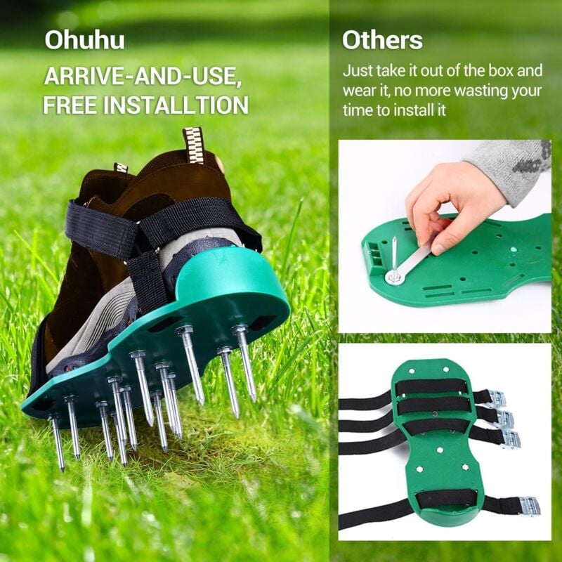 Lawn Aerator Sandals for Garden Grass Aeration, Lawn Spike Shoes Grass Vertical Cutter