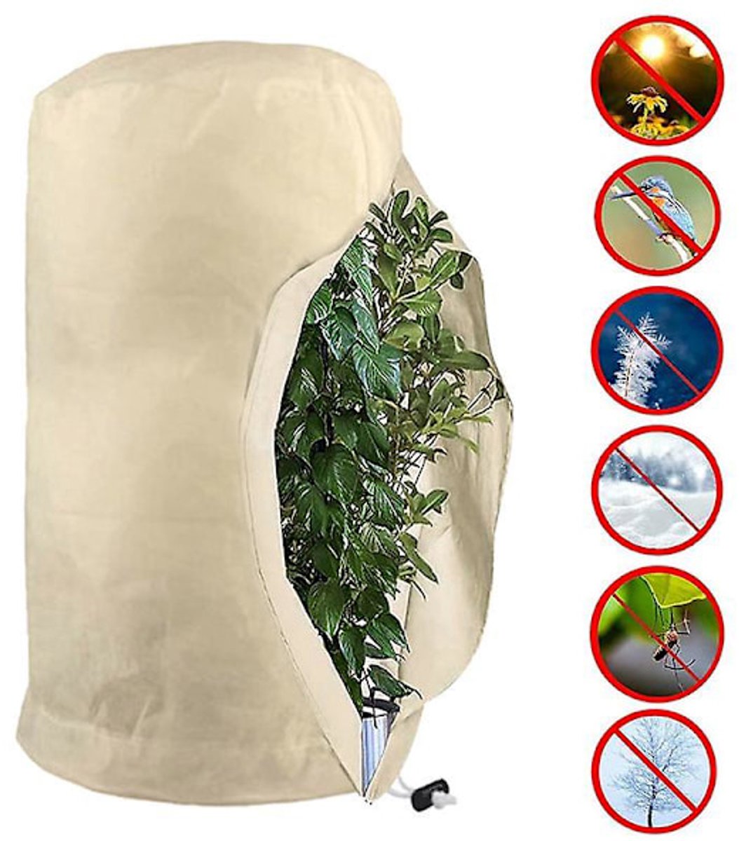 Plant Protection Bag - Reusable Plant Protection Bag with Drawstring - Garden Protection Bag - Frost Protection - Cold Protection - Winter - White - L-120x180cm