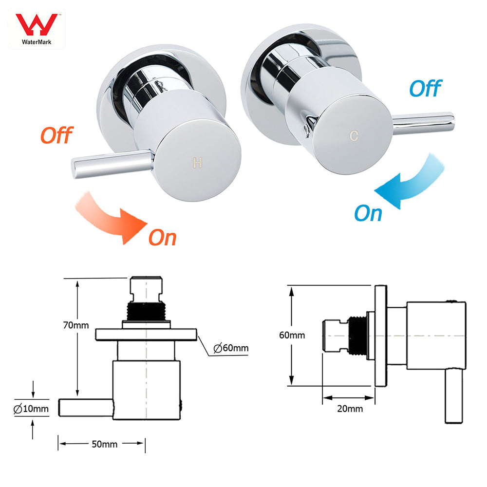 WELS Round 9" Twin Shower Head 3 Mode Handheld Gooseneck Wall Arm 2 in 1 Combo Taps Set