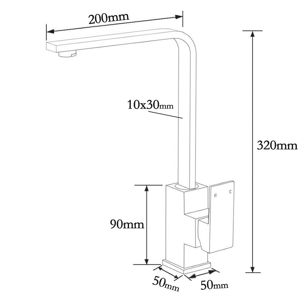 WELS Chrome Square Gooseneck Spout Swivel Laundry Sink Kitchen Mixer Faucet Tap