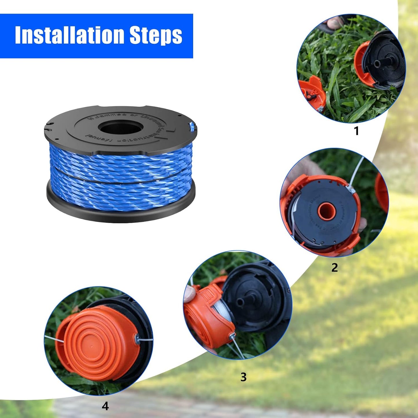 Replacement Spool for Black & Decker A6441 Trimmer Line, 1.65mm, Replacement Spools for GL652, GL655, GL650, GL660, GL680 Trimmer
