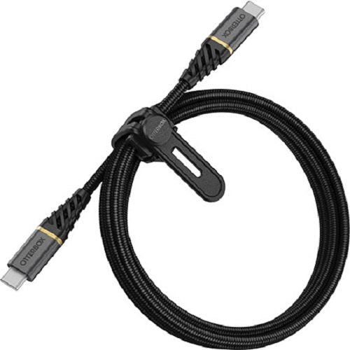 OTTERBOX USB-C To USB-C 1 Meter Fast Charge USB 2.0 / USB PDCable - Premium - Glamour Black( USB C To USB C ) - Proven rugged, tough