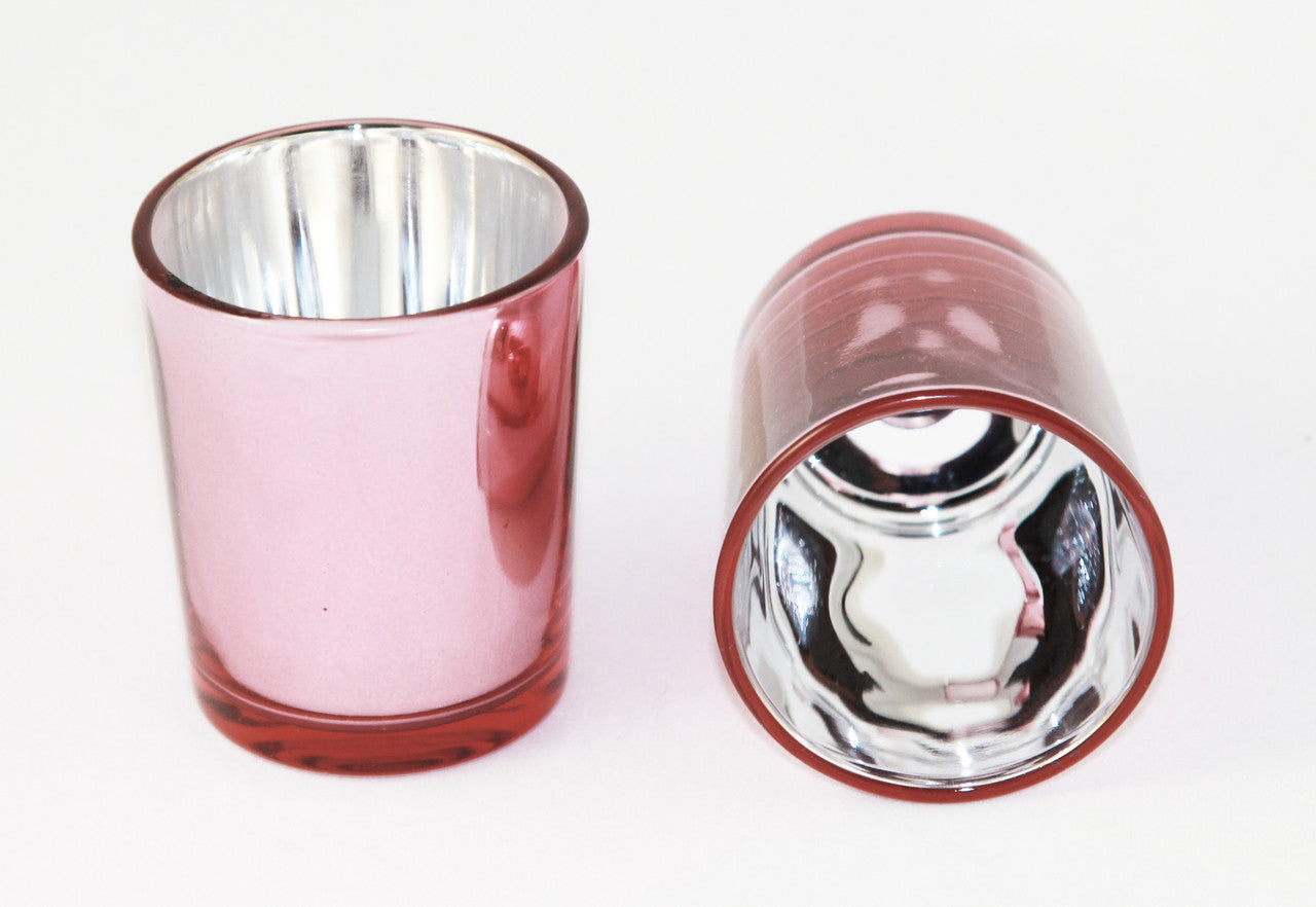 20 Pack Rose Gold Pink Votive Tealight Candle Holders Valentines Day Mercury Wedding Decor Glass Candlestick Party Decorations Bridal Baby Shower Event