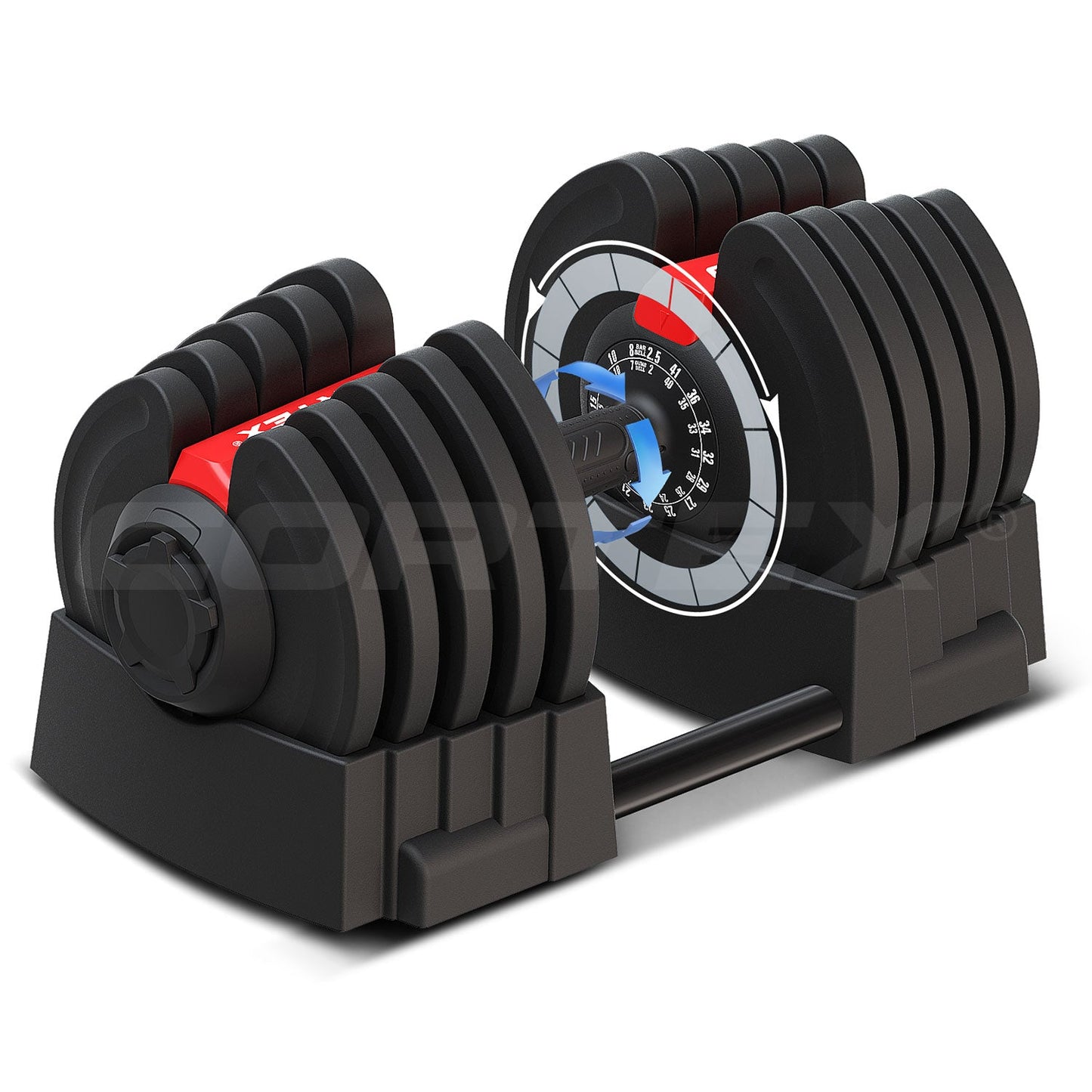 CORTEX Revolock V2 80kg Pair Set Adjustable Steel Dumbbell Barbell All-in-One with Stand