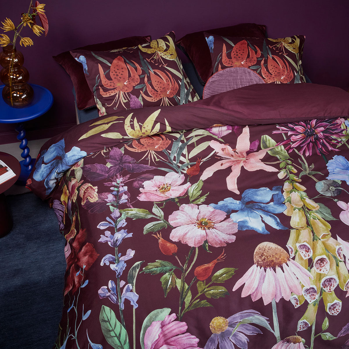 Bedding House Lily Multi Cotton Floral Quilt Cover Set Queen