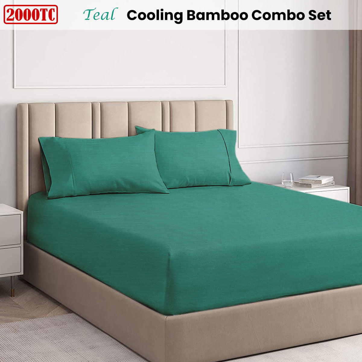 Ramesses Teal 2000TC Cooling Bamboo Combo Set King Single