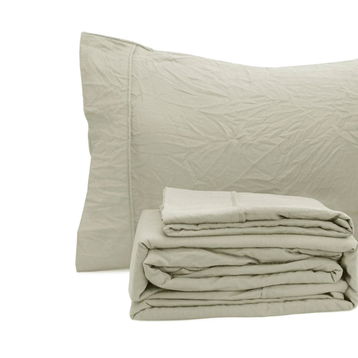 Ramesses Oatmeal Pebble Wash Linen Look Alternative Sheet Set Double