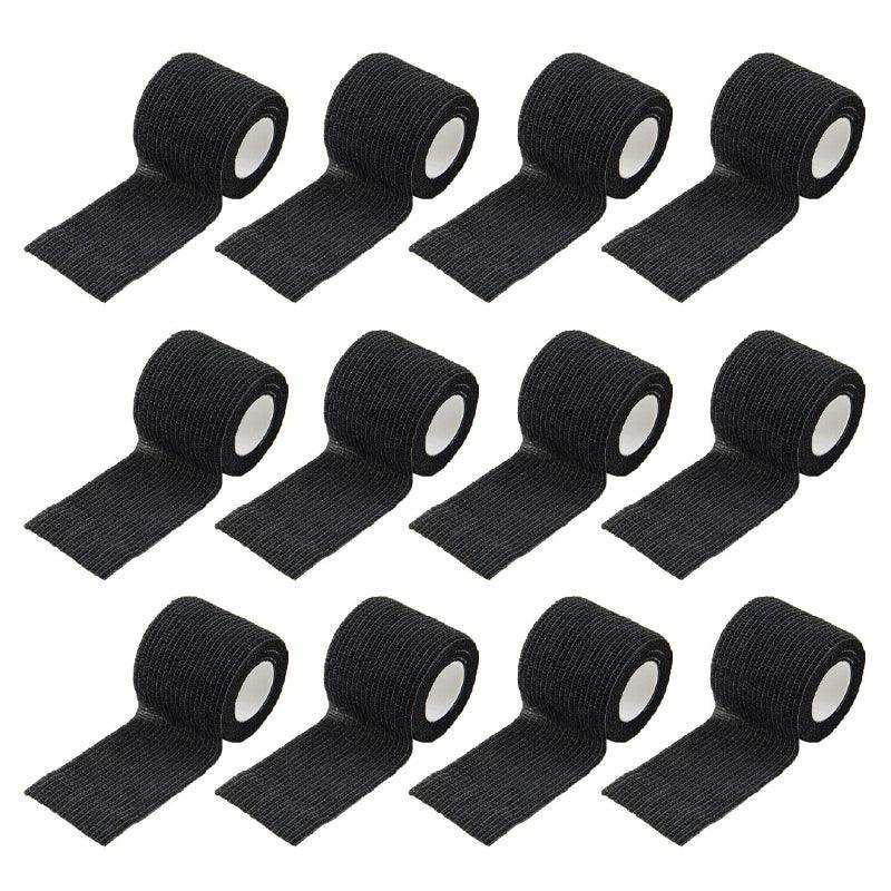 12× Multi-Size Self-Adhesive Cohesive Pet Bandage Wraps - 12PCS Black(5CM*4.5M)