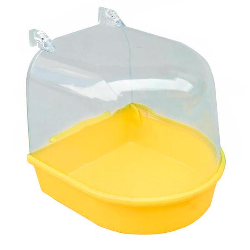 Bird Water Bath Tub For Pet Cage Hanging Bowl Parrot Birdbath Pet Cleaning - Pink