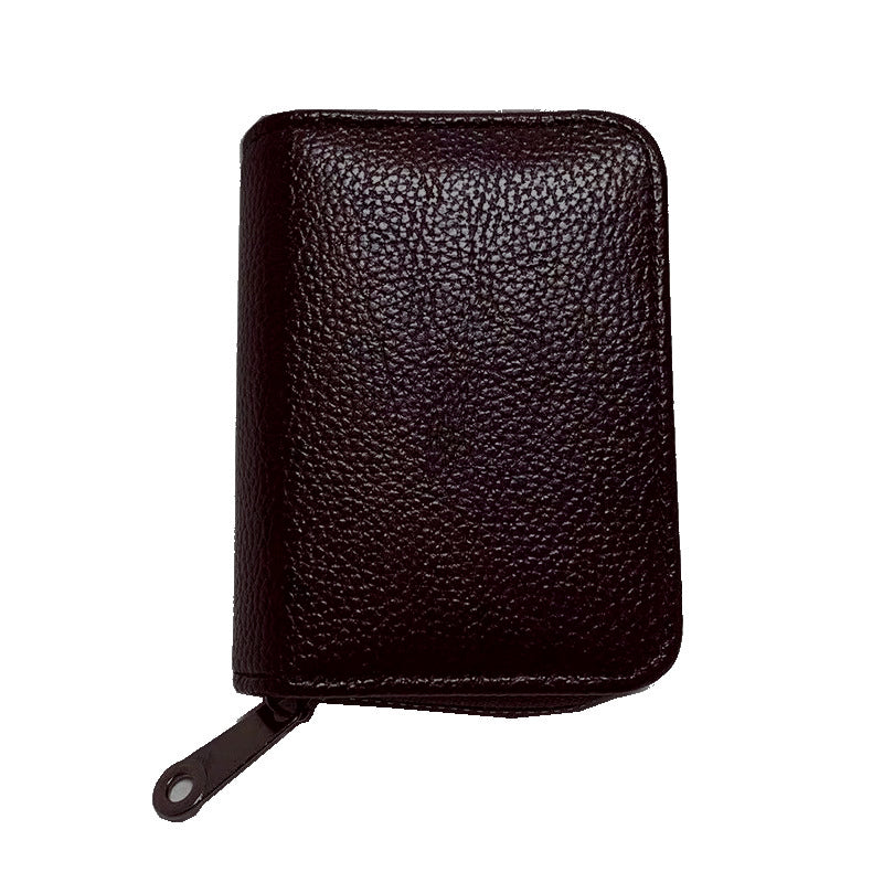 Compact Zipper Organ Card Cover Holder Wallet ID Bag Short Coin Purse Pockets - Black