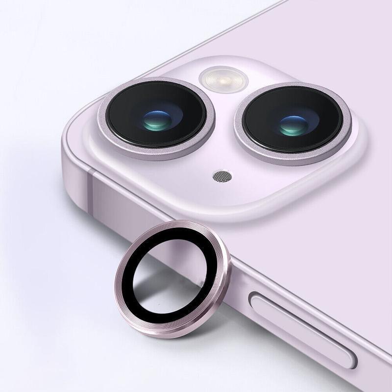For iPhone 14/14 Plus Metal Camera Lens Glass Screen Protector - Purple