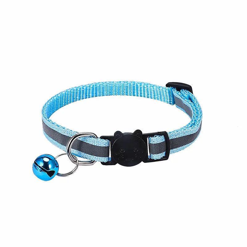 Reflective Cat Collar with Breakaway Buckle and Bell Adjustable for Small Pet Use - Light Purple