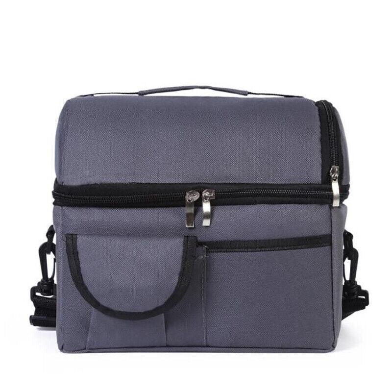 Insulated Lunch Bag Box Tote Cooler For Women Men Hot Cold Food Thermal - Blue