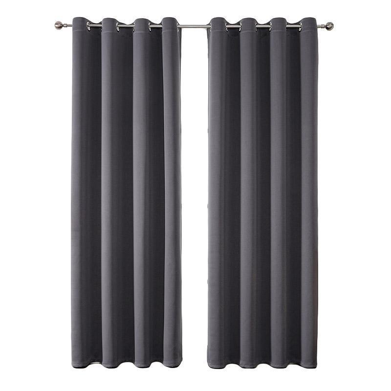 2pcs Semi Blackout Curtain Fabric Solid Colour Home Decor Drapes for Living Room - Black - 132x160cm