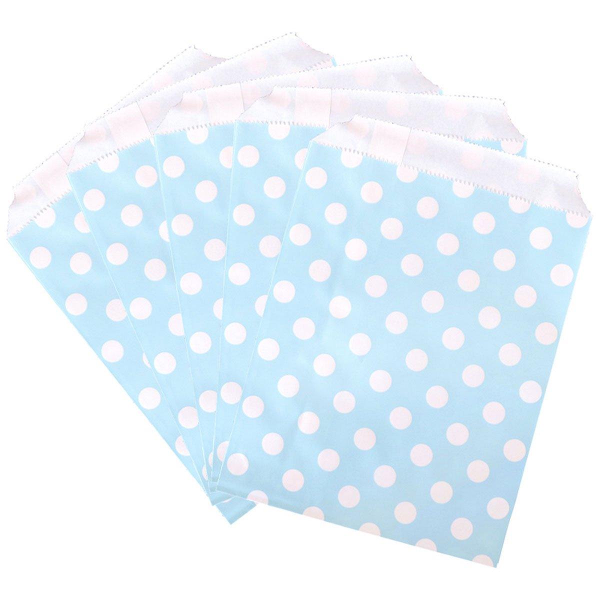 100pcs Colourful Polka Dot Paper Bags for Food Desserts Party Treats Packaging - Red