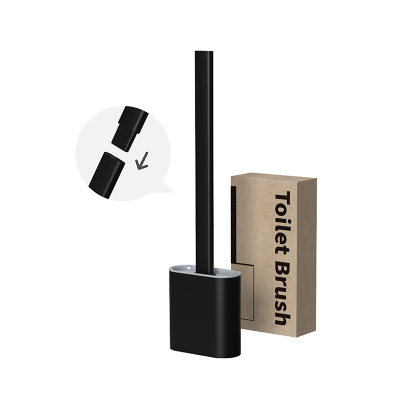 TPR Toilet Brush Set Silicone-Like Head with Holder Wall Mounted Detachable Handle - Blue * 1 Unit