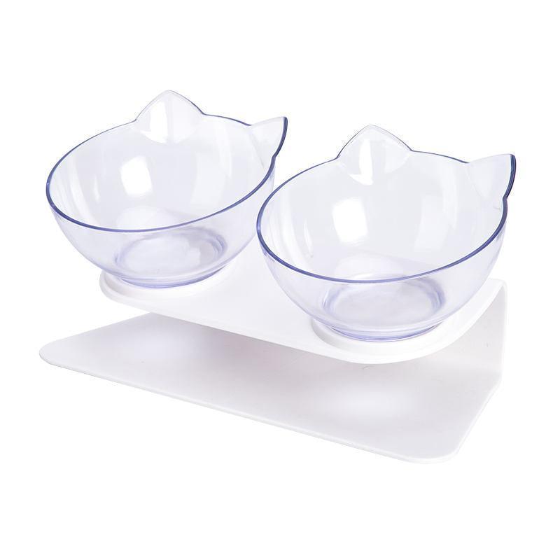 Double Cat Bowl Pet Bowls Stand Dog Elevated Feeder Food Water Raised Lifted Au - Black+Black
