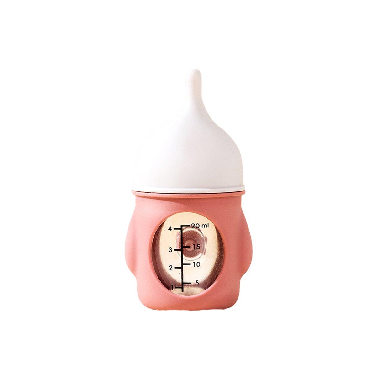 Silicone Pet Milk Feeding Bottle with Scale for Small Puppies and Kittens 20ml 80ml - 80ml-Pink