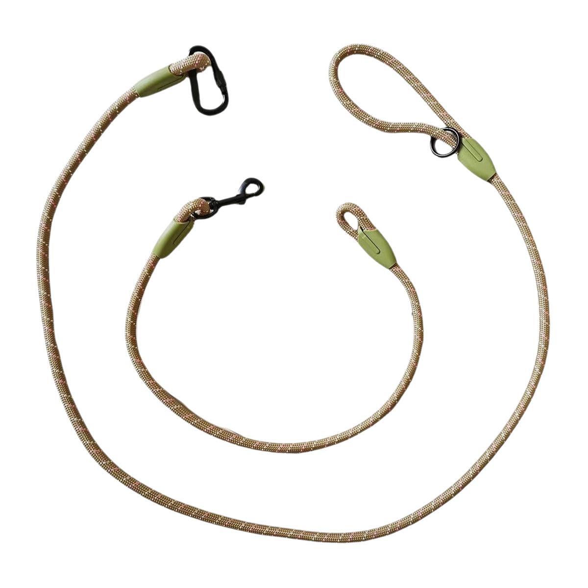 Adjustable Diagonal Dog Walking Leash Hands Free Crossbody Pet Lead Dogs - Khaki