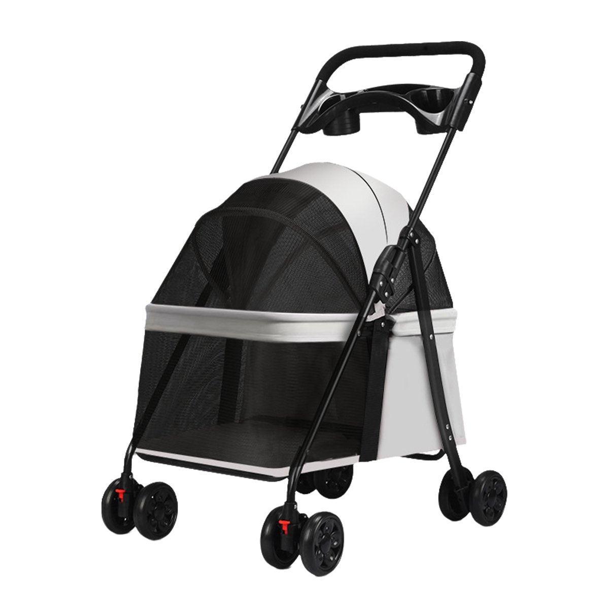 Lightweight Pet Stroller for Cats and Small Dogs Easy Fold Portable Travel Use - Grey