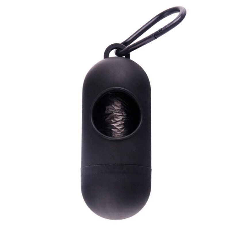 Portable Dog Waste Bag Dispenser with Refill Rolls for Pet Walking Cleanup - Black