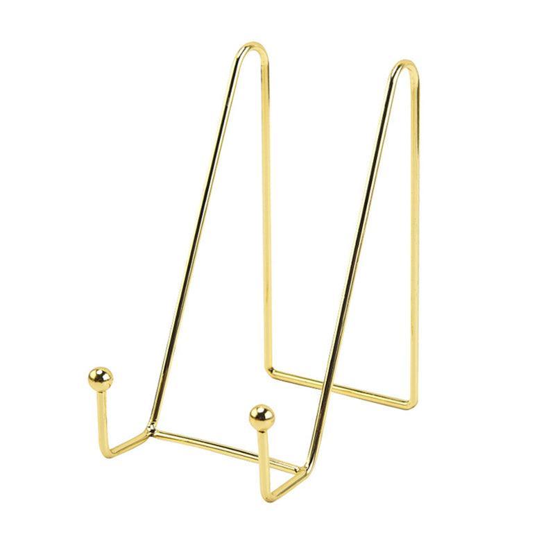 Iron Display Stand Dish Rack-Plate Bowl Picture Frame Photo Book Pedestal Holder - Rose Gold-S