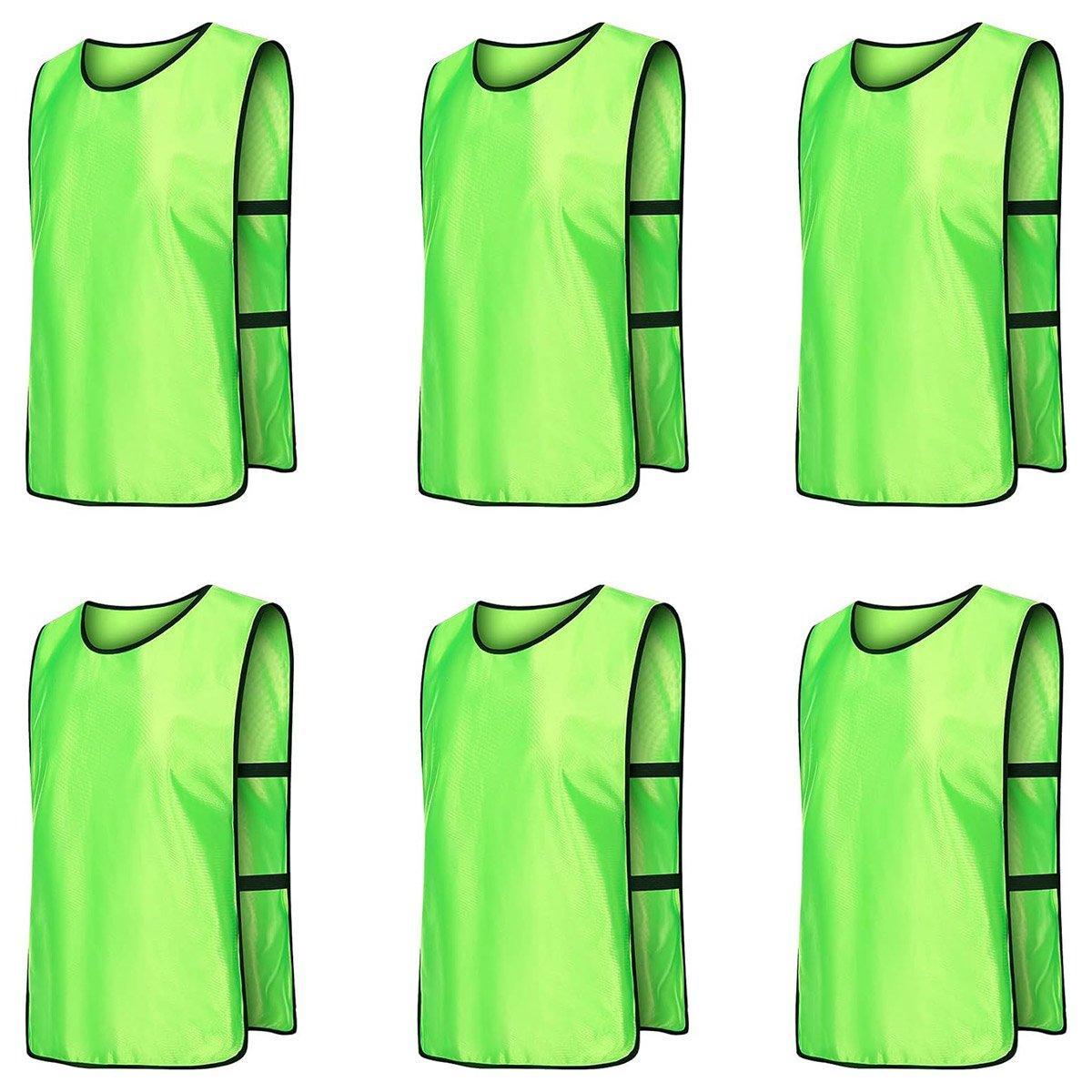 6X Sports Training Bibs Soccer Vests Group Team Bibs Basketball Cricket Football - Pink-M
