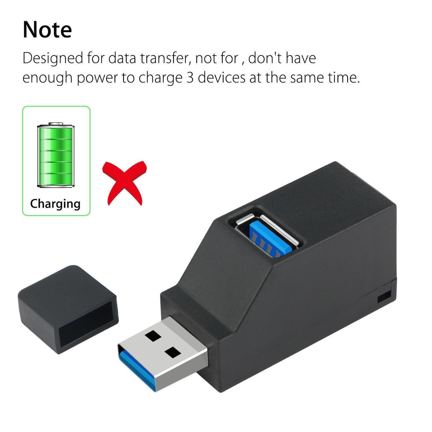 Compact 3-Port Usb Hub With Lanyard