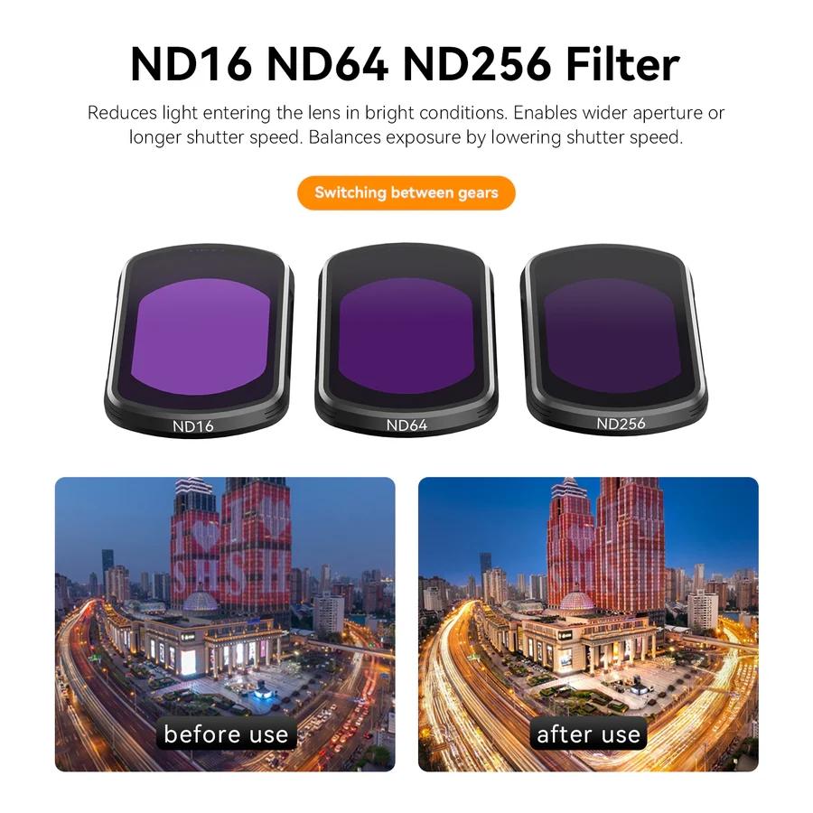 Magnetic Suction Filter Set For Dji Pocket 3 Cpl Nd16 Nd64 Nd256