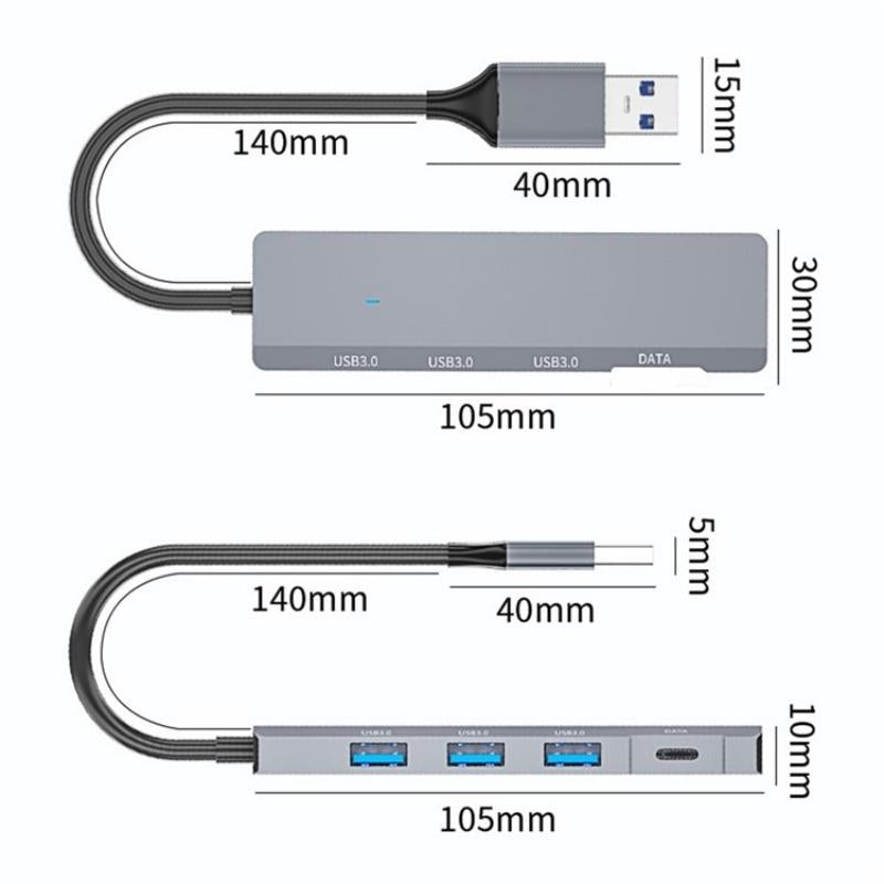 Aluminum Usb 3.0 + Type-C Hub Adapter