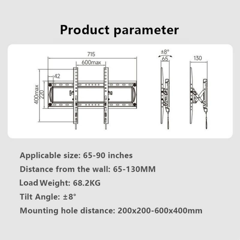 Adjustable Tv Wall Mount Bracket for 65-90 Inch Tvs