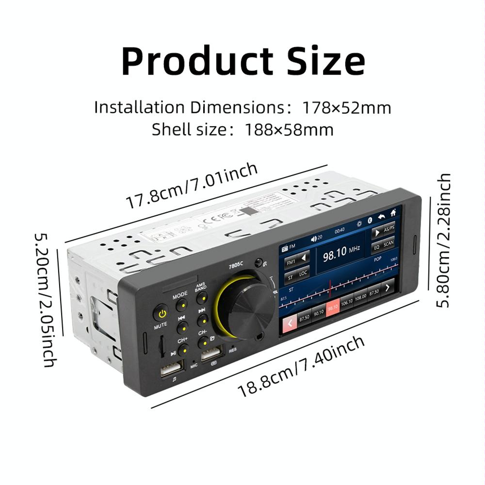 4.1 Inch Touch Screen Car Mp5 Player Fm & Bluetooth Tf Card Remote Control