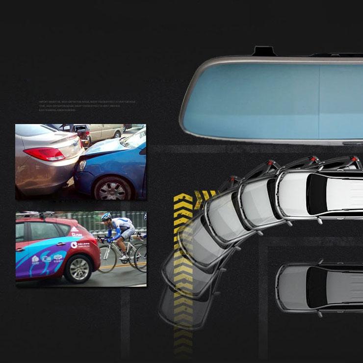 720p Dual Channel Car Black Box with 5 Ips Touch Screen Rear View Mirror